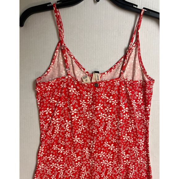 Roxy Women Sz Small Seaside State Strappy Dress Poppy Red Floral - Picture 4 of 10